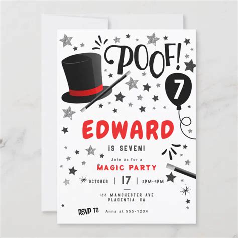 Magic Birthday Party Magician Invitation Zazzle