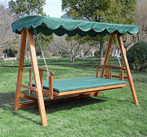 Outsunny Deluxe 3 Seater Wooden Garden Outdoor Swing Chair Seat Hammock