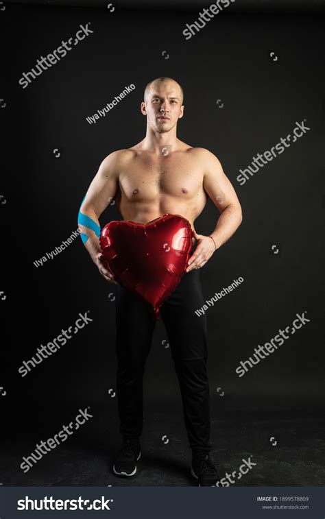 Athletic Man Holding Red Heart Naked Stock Photo Shutterstock