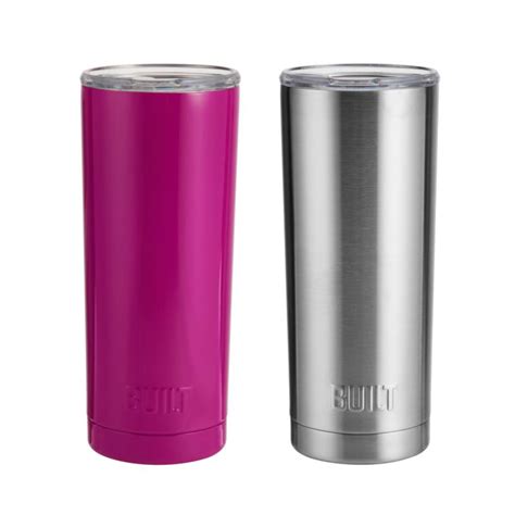 Built Set Of 2 20 Ounce Double Wall Stainless Steel Tumblers 20