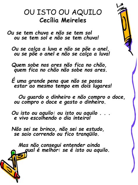 Poema Isto Ou Aquilo Librain