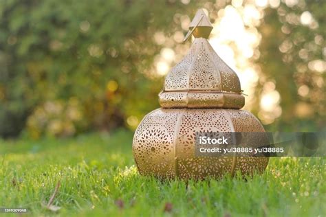 Ramadan Time Muslim Holiday Ramadanlantern Mubarak In The Green Grass