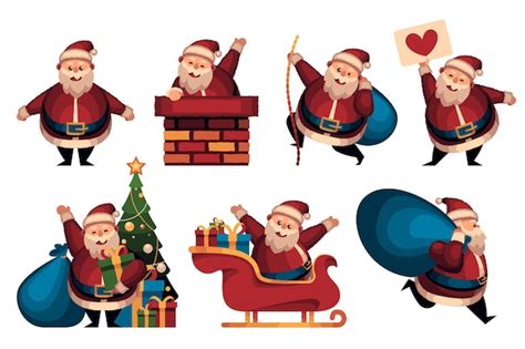 Colecci N Personajes Planos Santa Claus Dibujados A Mano Vector Gratis