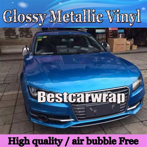 2019 Midnight Metallic Gloss Blue Vinyl Car Wrap Sticker With Air