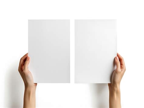 Premium Photo Woman Holding Two Blank Sheets Of Paper