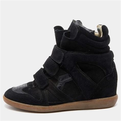 Isabel Marant Black Suede Bekett Wedge High Top Sneakers Size 39 Isabel