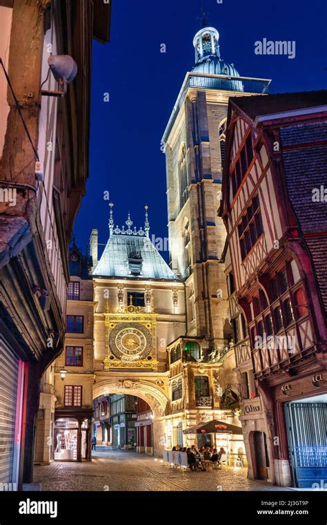 France Seine Maritime Rouen Gros Horloge Street Historic 14th