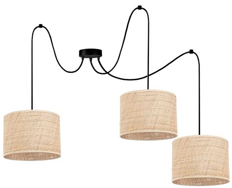 LAMPA SUFITOWA WISZĄCA ŻYRANDOL ABAŻUR PAJĄK NOWOCZESNA BOHO RATTAN LED