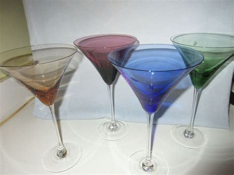 Lenox Crystal Tuscany Seasons Martini Glasses Set Of 4 Amber Blue Green Purple Lenox Lenox