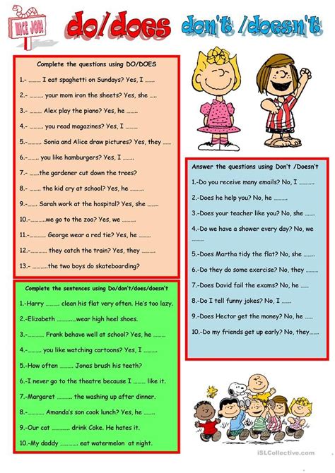 Do Does Don T Doesn T Worksheet Free Esl Printable Worksheets Made