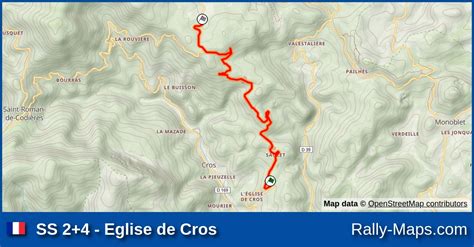 SS 2 4 Eglise De Cros Stage Map Rallye National Cigalois 2008