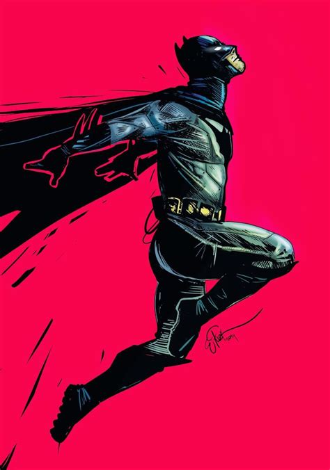 A Drawing Of A Man Dressed As Batman Running