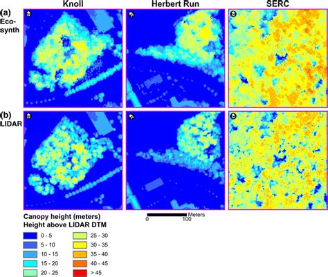 Overhead Maps Of A Ecosynth And B Lidar Canopy Height Models Chm Download Scientific