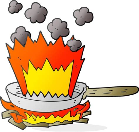 Freehand Drawn Cartoon Frying Pan On Fire 12017164 Vector Art At Vecteezy