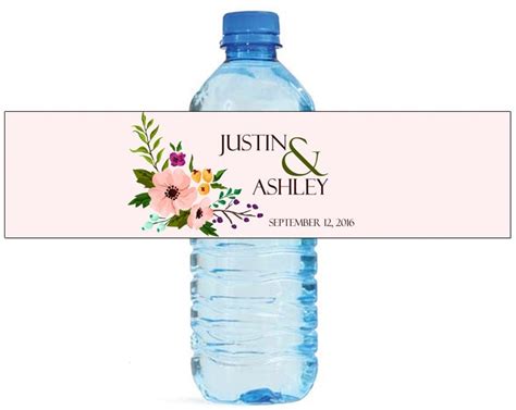 Elegant Flower Wedding Water Bottle Labels Great For Engagement Bridal Shower Party 2 Sizes