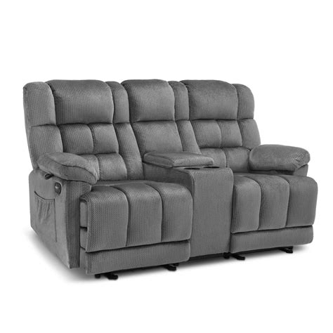 Latitude Run® Fabric Power Loveseat Recliner With Console Electric