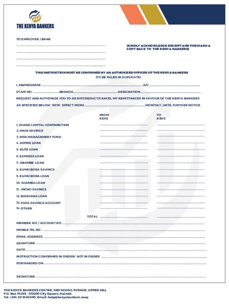 Fillable Online Adjustment Form Ammended Pdf Kenya Bankers Sacco Fax