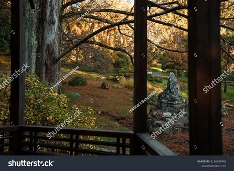 Mystical Forest Japanese Garden Sculpture Made Stock Photo 2136920403