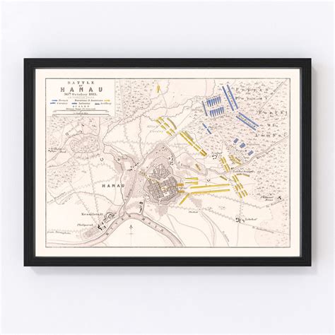 Battle of Hanau Map 1813 Old Map of Battle of Hanau Art Vintage Print ...