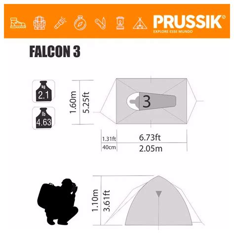 Barraca de Camping Nautika Falcon 3 pessoas Coluna d água de 1000mm