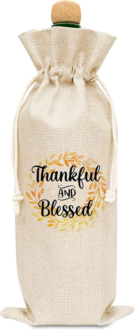 Amazon.com: Fall Thanksgiving Wine Bags - Thankful and Blessed Themed ...