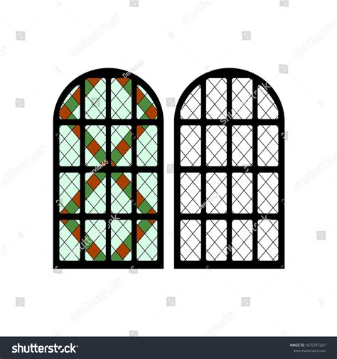 Gothic Windows Vintage Frames Church Stainedglass Stock Vector Royalty