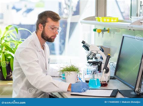 Scientist Working In Lab Doctor Making Microbiology Research