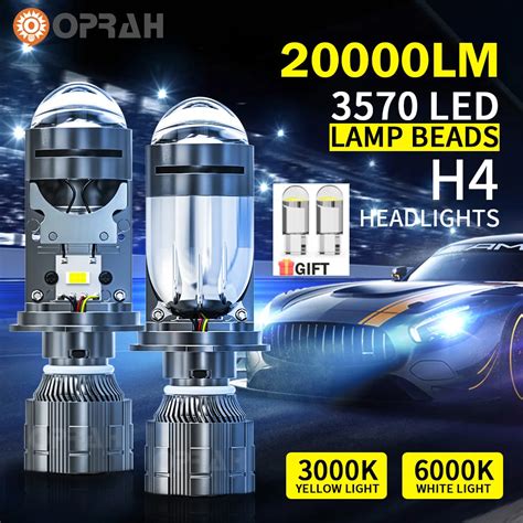 80W 20000LM H4 LED Car Headlight Bulbs Hi Lo Beam Mini Projector Lens