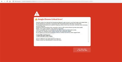 Eliminar la estafa de soporte técnico de error crítico de Google Chrome