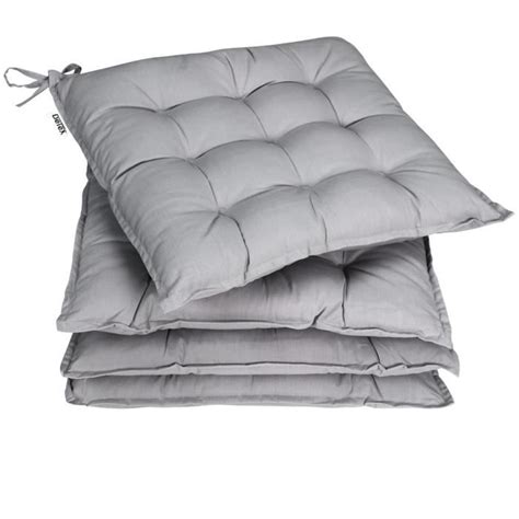 Detex 4x Coussins de chaise de jardin 41x37x5cm Gris coussin de siège