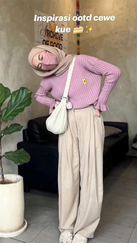 Inspirasi Ootd Cewe Kue Aesthetic Dengan Warna Pastel Dan Celana Kulot