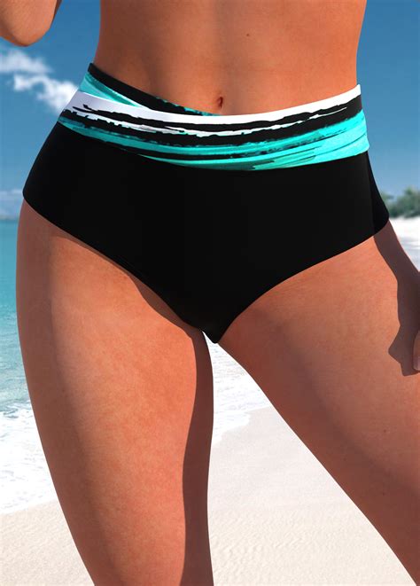 Mid Waisted Striped Black Bikini Bottom Modlily USD 13 98