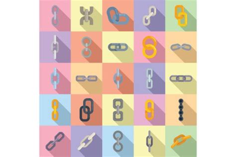 Chain Link Icons Set Flat Vector Bike Graphic By Anatolir Creative