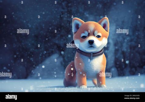 A D Rendered Computer Generated Image Of An Adorable Kawaii Shiba Inu