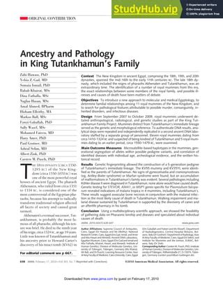 Ancestry And Pathology In King Tutankhamun S Family | PDF