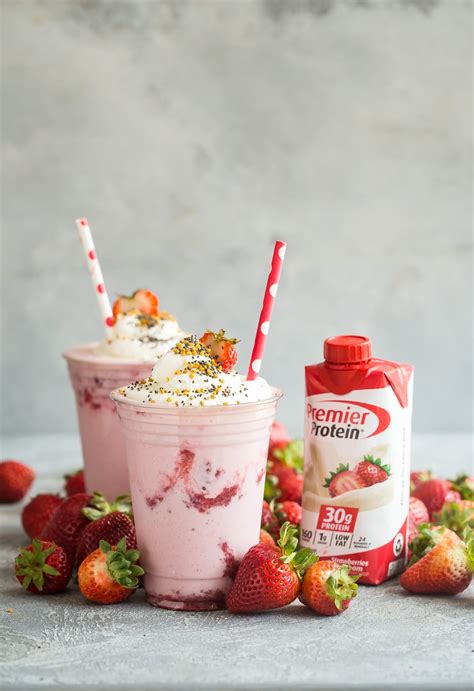 Strawberry Protein Shake With Vanilla Whipped Cream Foodness Gracious Recipe Strawberry