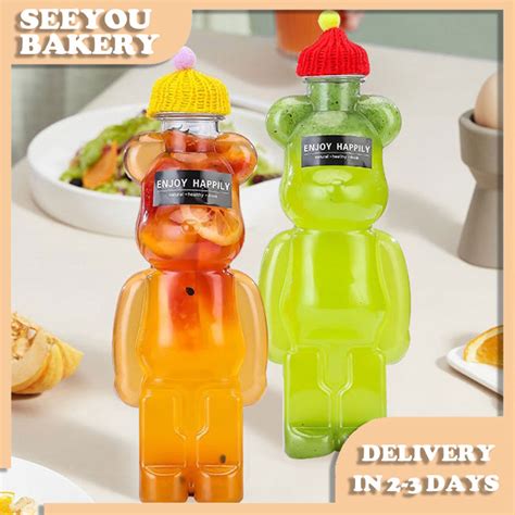ml bear shape bottle milk tea coffee cup portable drink bottle juice