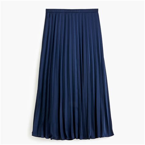 J Crew Pleated Midi Skirt In Navy Blue Lyst