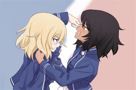 Safebooru 2girls Andou Girls Und Panzer Angry Bangs Bc Freedom Military Uniform Black Hair