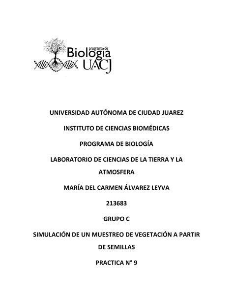 Practica 9 Universidad AutÓnoma De Ciudad Juarez Instituto De Ciencias BiomÉdicas Programa De