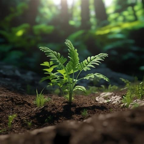 Planta que crece en tierras agrícolas o bosques con luz solar durante