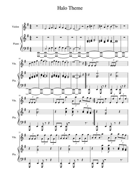 Halo Theme Sheet Music For Piano Violin Solo