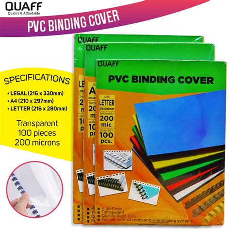 QUAFF Clear PVC Binding Cover Short A4 Long Size 200 Microns 100