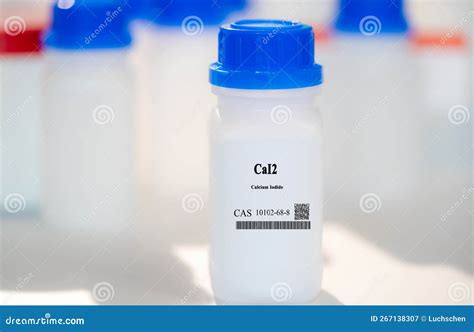 CaI2 Calcium Iodide CAS 10102-68-8 Chemical Substance in White Plastic Laboratory Packaging ...