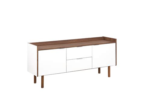 2 Drawer Sideboard White With Dark Wood Madera Uk