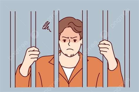 Unhappy Man In Robe Behind Bars In Jail, Bars, Imprisonment, Criminal PNG and Vector with ...