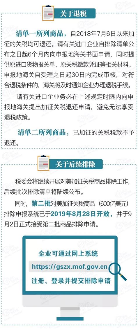 最新解读！一图读懂第一批对美加征关税商品第一次排除延期清单的政策 澎湃号·政务 澎湃新闻 The Paper