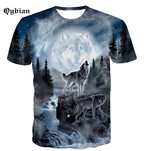 Night Moon White Wolves T Shirts Men New Summer High Quality T Shirt