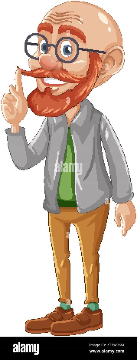 A vector cartoon illustration of a bald man wearing glasses Stock ...