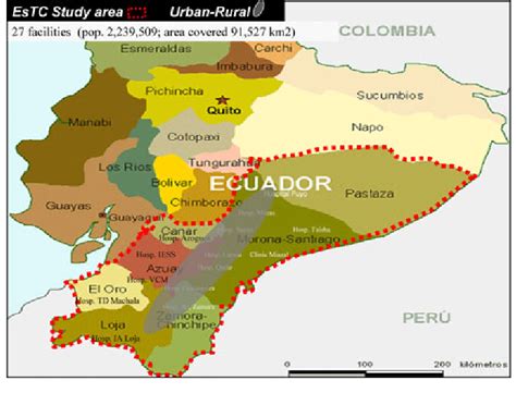 Map Of Ecuador Dotted Line Represents The Assessment Area Covered